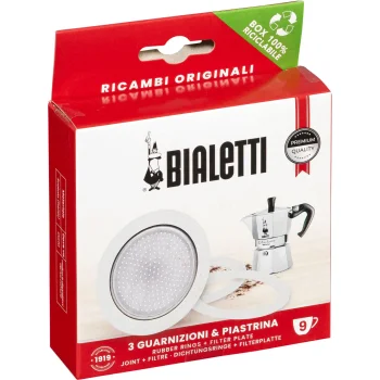 Bialetti blīvju un filtra komplekts 9 tasītēm (3 blīves + 1 filtrs)