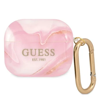 Guess AirPods 3 maciņš Marble Collection, rozā