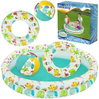 Bestway 51124 3-in-1 Inflatable Pool with Ball and Swim Ring, 122 cm