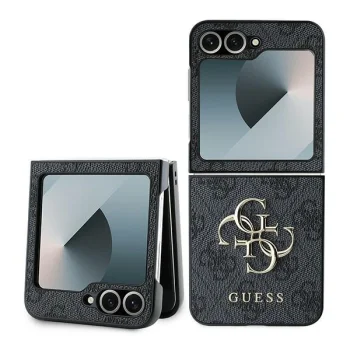 Чехол Guess Leather 4G Metal Logo для Samsung Galaxy Z Flip 6, Черный