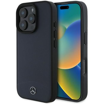 Mercedes teksturēts un gluds ādas MagSafe futrālis iPhone 16 Pro Max - Tumši zils | Textured And Plain Leather Case...