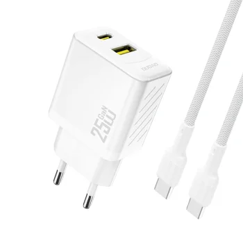 Сетевое зарядное устройство Dudao A26TCEU GaN PD QC 25W с кабелем USB-C, белое