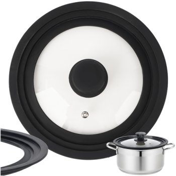 Универсальная крышка 3 в 1 Ruhhy для кастрюль 18/20/22см 25563, черная