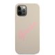 Guess iPhone 12 Pro Max vāciņš Silicone Vintage Script, pelēki rozā