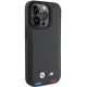 BMW iPhone 15 Pro vāciņš Leather Stamp Tricolor, melns