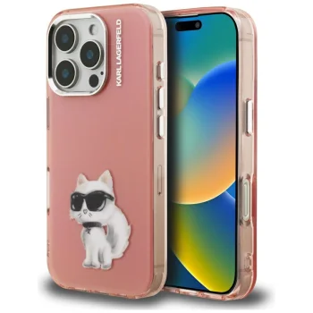 Karl Lagerfeld IML Aquarelle Choupette & Logo чехол для iPhone 16 Pro Max – розовый