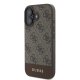 Чехол Guess 4G Bottom Stripe для iPhone 16 - Коричневый