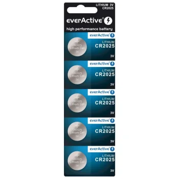 Литиевые дисковые батарейки everActive CR2025 3V, блистер (5 шт.)