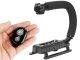 Vlogging kit with tripod, directional microphone, LED light and Bluetooth remote, black