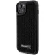 Karl Lagerfeld iPhone 15 Case Rhinestone Logo Metal Plate, Black