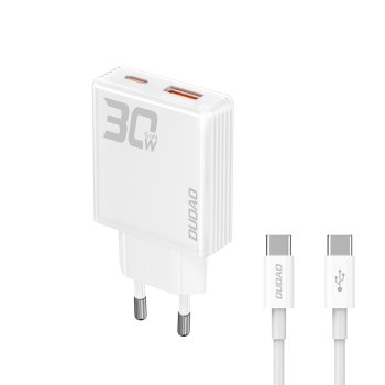 GaN Dudao A30EUT 30W настенное зарядное устройство USB-A / USB-C + кабель USB-C –...