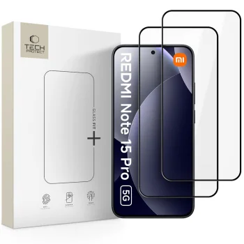 Защитное стекло Tech-Protect для Xiaomi Redmi Note 15 Pro 5G Glass Fit+ (2 шт.), черное