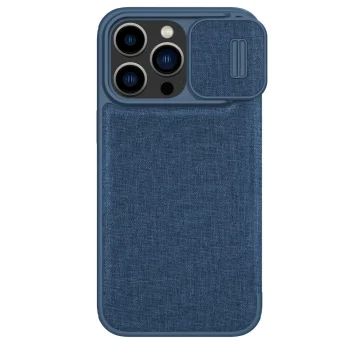 Nillkin Qin Cloth Pro Case Phone Case Cover iPhone 14 Pro Max Camera Cover Holster Cover Flip Case Blue