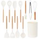 Set of 12 Silicone Kitchen Utensils, White