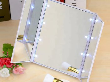 Складное косметическое зеркало с LED-подсветкой и подставкой,...
