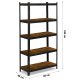 Humberg HR-852 Metal Shelving Unit 180x90x40 cm, Black