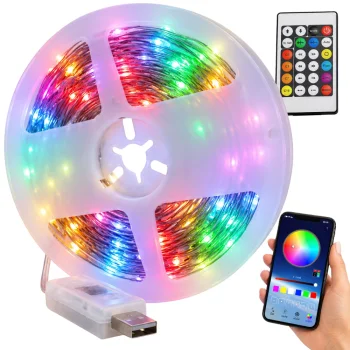 Водонепроницаемая светодиодная лента RGB IP65, USB, Bluetooth, 10м, с пультом