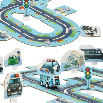 Kartona Autotrack Puzle Pilsētas Transportlīdzekļi, 47 gab | Cardboard Autotrack Puzzle City Cars