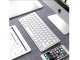 Bezvadu Bluetooth klaviatūra PC, iPad, Mac, zema profila, balta