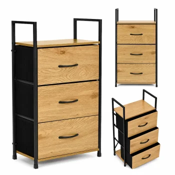 Skapītis ar 3 auduma atvilktnēm ModernHome, 59 x 24 x 81 cm