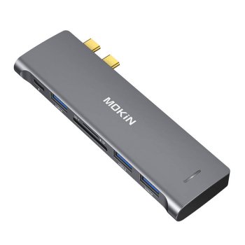 HUB 6in2 MOKiN USB-C для Macbook 3xUSB-A 1xUSB-C 1xSD/MicroSD (серебристый)