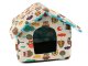 Dog and Cat House Bed XL, Owl Pattern, Black Interior