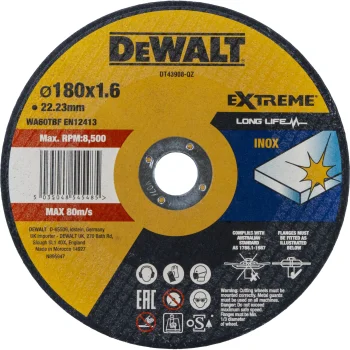 Griešanas disks DeWalt DT43908-QZ INOX 180 x 1.6 x 22.23 mm metālam