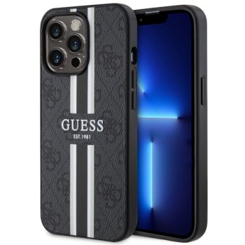 Guess iPhone 13 / 13 Pro vāciņš 4G Printed Stripes MagSafe, melns