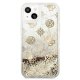 Guess iPhone 13 mini vāciņš Peony Liquid Glitter, zelta