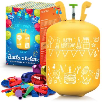 Ricokids Helium Cylinder 0.20m3 with Balloons and Ribbon