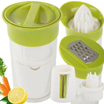 Dārzeņu rīve 4-in-1 ar maināmiem ieliktņiem un rokturi (450 ml)
