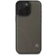 Mercedes iPhone 16 Pro Max Case Curved Stitches Leather, Brown