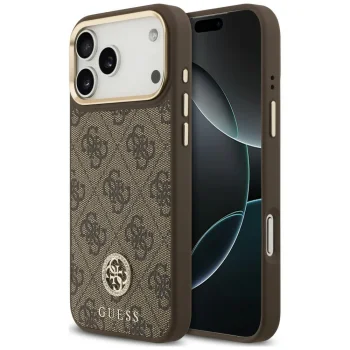 Guess 4G Strass Logo MagSafe ümbris iPhone 18 Pro Maxile ja 17 Pro Maxile, pruun
