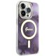 Guess iPhone 14 Pro Case Golden Marble MagSafe, Purple