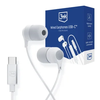 3mk USB-C Wired Earphones with Microphone - White