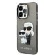 Karl Lagerfeld Glitter Karl&Choupette vāciņš iPhone 14 Pro - melns