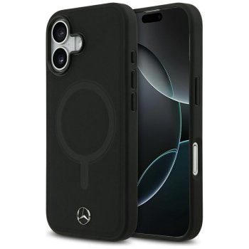 Mercedes iPhone 17 Case Plain Smooth Leather MagSafe, Black