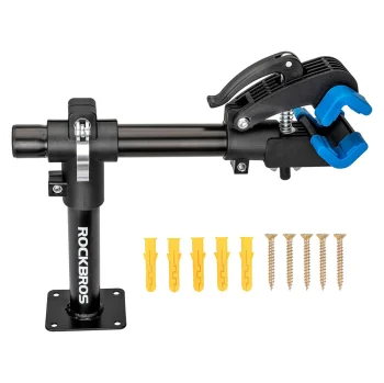 Rockbros 27210002001 velosipēdu remonta statīvs ar ātrajiem fiksatoriem, sienas un galda montāžai, melns