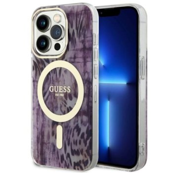 Guess iPhone 14 Pro Max Case Leopard MagSafe, Pink
