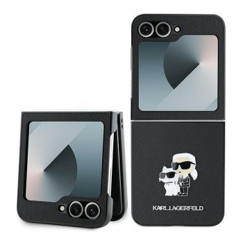 Karl Lagerfeld Saffiano Metal Pin Case for Samsung Galaxy Z Flip 6, Black