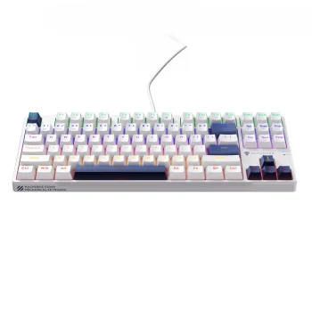 Machenike K500B-B87 vadu mehāniskā spēļu tastatūra, Red Switch, balta