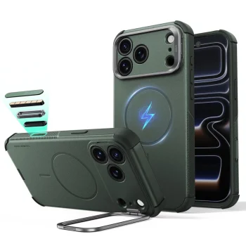 Чехол ESR Cyber Tough Kickstand MagSafe для iPhone 18 Pro / 17 Pro, зеленый