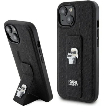 Чехол Karl Lagerfeld для iPhone 15 Plus / 14 Plus Gripstand Saffiano, черный