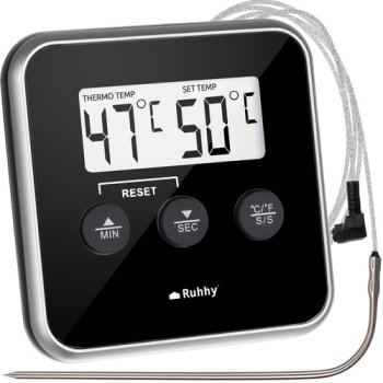 Digital Kitchen Meat Thermometer with Probe Ruhhy, Black-Silver