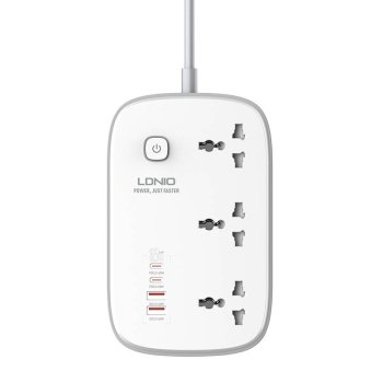 Strāvas adapteris GaN LDNIO SC3416 EU 65W balts + ES kontaktdakša | Power Strip white plug