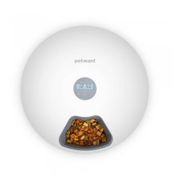 PetWant F6 Dozators Bļoda Konteiners 6 x 180 ml Suņiem Kaķiem Mājdzīvniekiem, Balts | Food Dispenser Bowl...