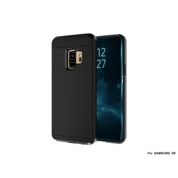 Samsung Galaxy S9 (G960F/DS) Slide Card Holder PC + TPU Hybrid Back Case Cover, Black | Telefona Maciņš Vāciņš...