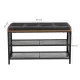 Industrial Shoe Rack with Upholstered Seat Loft Bench, Rustic Brown