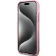 Guess iPhone 15 Plus / 14 Plus vāciņš Liquid Glitter Gold Stripes, rozā