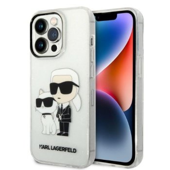 Karl Lagerfeld Glitter Karl&Choupette vāciņš iPhone 14 Pro Max 6.7" - Caurspīdīgs | Phone Case Cover Transparent